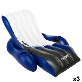 Fauteuil de piscine gonflable Intex Floating Recliner Bleu Blanc 180,3 x 66 x 134,6 cm (3 Unités) de Intex, Bouées et Matelas...