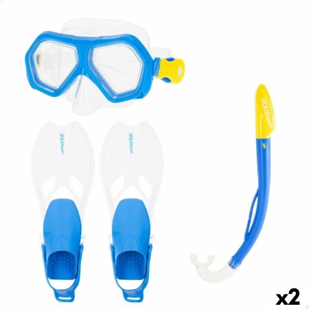 Óculos de Mergulho com Tubo e Barbatanas AquaSport Azul Júnior (2 Unidades) de AquaSport, Packs de snorkel - Ref: S8905531, P...