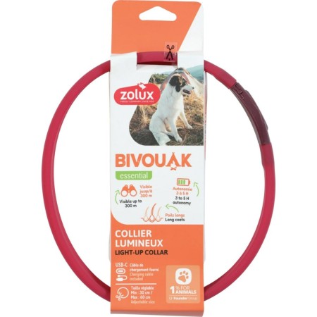 Coleira para Cães Zolux BIVOUAK LED Vermelho 60 cm 30 cm de Zolux, Coleiras - Ref: S91107507, Preço: 11,86 €, Desconto: %