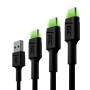 Adaptador USB a USB-C Green Cell KABGCSET01 Negro Verde 2 m (3 Unidades) | Tienda24 - Global Online Shop Tienda24.eu