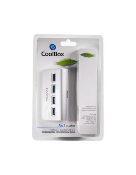 Hub USB CoolBox COO-HU4ALU3 Alumínio (4 Portas) | Tienda24 Tienda24.eu