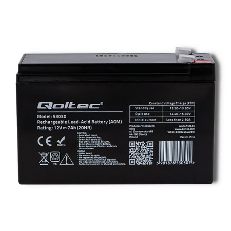 Battery for Uninterruptible Power Supply System UPS Qoltec 53031 9 Ah 12 V by Qoltec, Replacement batteries for uninterrupted...