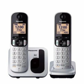 Kabelloses Telefon Panasonic KX-TGC212 (2 pcs) Bernstein Silberfarben Metallic von Panasonic, Analoge Telefone - Ref: S990575...