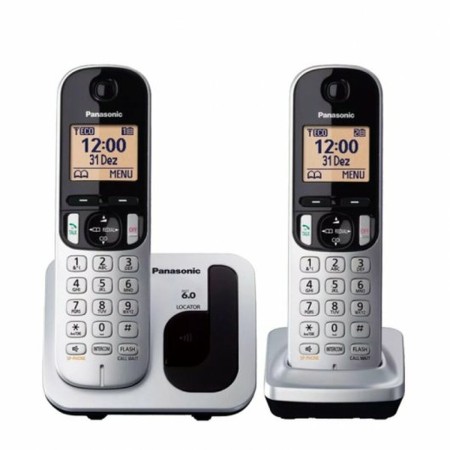 Telefono Senza Fili Panasonic KX-TGC212 (2 pcs) Ambra Argentato Metallizzato di Panasonic, Telefoni analogici - Rif: S9905752...