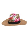 Wide-brimmed Straw Hat Flowers Pink | Tienda24 Tienda24.eu