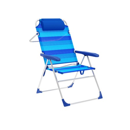 Marbueno Sedia Pieghevole 5 Posizioni Alluminio con Cuscino Righe Blu Spiaggia e Piscina 67X66X99 cm 10246 | Tienda24 - Global Online Shop Tienda24.eu