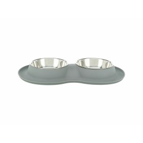 Comedero para Perro Trixie Gris Acero Inoxidable Ø 16 cm Doble 2 × 0,4 L 40 × 5 × 23 cm (2 Unidades) de Trixie, Platos - Ref:...