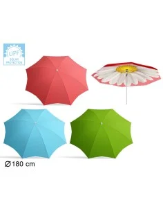 Parasol Riscas Branco/Azul Ø 240 cm | Tienda24 Tienda24.eu