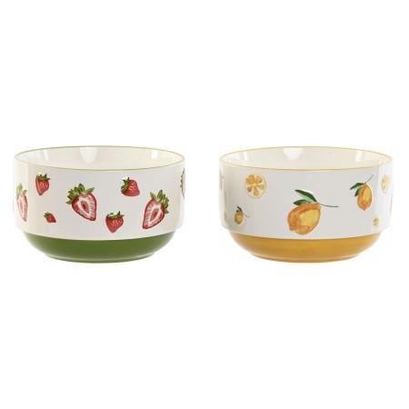 Salad Bowl Home ESPRIT Yellow Red Green Porcelain 21 x 21 x 12 cm (2 Units) | Tienda24 - Global Online Shop Tienda24.eu