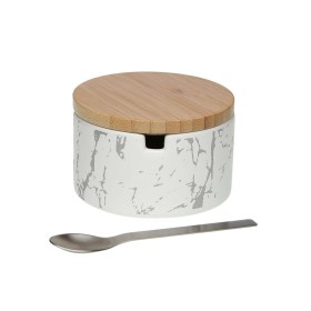 Portazucchero Versa Grigio Ceramica Acciaio Bambù Dolomite (8,5 x 8,7 x 8,5 cm) | Tienda24 - Global Online Shop Tienda24.eu