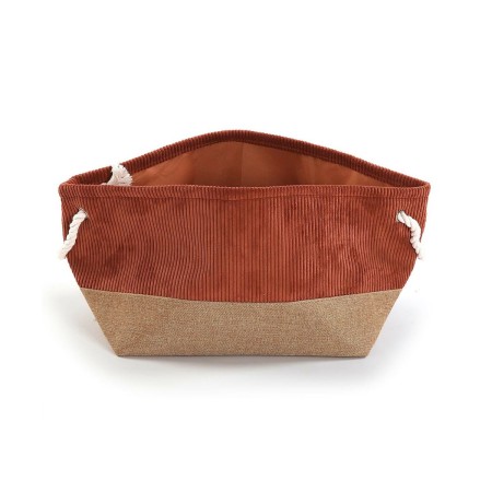 Basket Versa Corduroy 27 x 26 x 27 cm Terracotta | Tienda24 - Global Online Shop Tienda24.eu