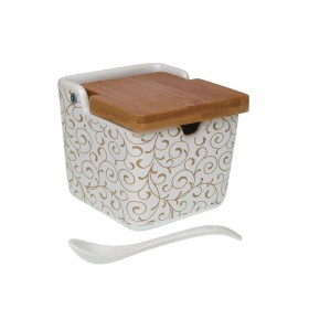 Portazucchero DKD Home Decor Bianco Naturale Bambù Porcellana 31 x 9 x 7 cm 4 Pezzi | Tienda24 - Global Online Shop Tienda24.eu