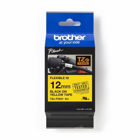 Ruban Laminé pour Etiqueteuses Brother TZEFX631 Jaune 12 mm de Brother, Étiquettes adhésives et autocollants - Réf : M0502797...