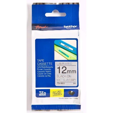 Tinteiro de Tinta Original Brother TZe-M931 Preto/Prateado 12 mm de Brother, Etiquetas adesivas e autocolantes - Ref: M050280...