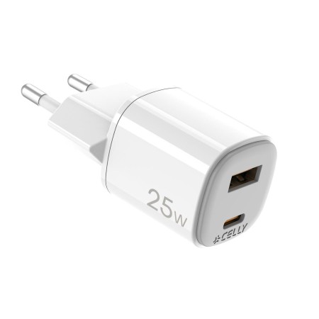 Cargador de Pared Celly UPTC1USB1USBC25 Blanco | Tienda24 - Global Online Shop Tienda24.eu