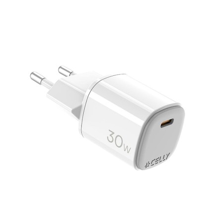 Wall Charger Celly UPTC1USBC30WWH White 30 W | Tienda24 - Global Online Shop Tienda24.eu