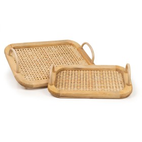 Set of trays Romimex Beige Rattan Mother of pearl 52 x 6 x 32 cm 3 Pieces | Tienda24 - Global Online Shop Tienda24.eu