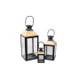 Lantern set Romimex Black Beige Wood Metal 3 Pieces | Tienda24 - Global Online Shop Tienda24.eu