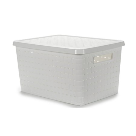 Caixa de Armazenagem com Tampa Branco 40 L Plástico (35 x 25 x 46 cm) | Tienda24 - Global Online Shop Tienda24.eu