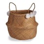 Basket White Brown Natural Rushes Pompoms 8 L 32 x 30 x 32 cm | Tienda24 - Global Online Shop Tienda24.eu