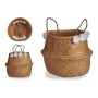 Basket White Brown Natural Rushes Pompoms 8 L 32 x 30 x 32 cm | Tienda24 - Global Online Shop Tienda24.eu