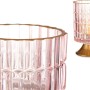 Lanterne à LED Rayures Rose Doré verre (10,7 x 18 x 10,7 cm) | Tienda24 - Global Online Shop Tienda24.eu