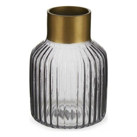 Vase Stripes Grey Golden Glass (12 x 18 x 12 cm) | Tienda24 - Global Online Shop Tienda24.eu