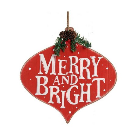 Insegna Merry and Bright 30 x 3,5 x 30 cm Rosso Bianco Verde Plastica Legno MDF | Tienda24 - Global Online Shop Tienda24.eu