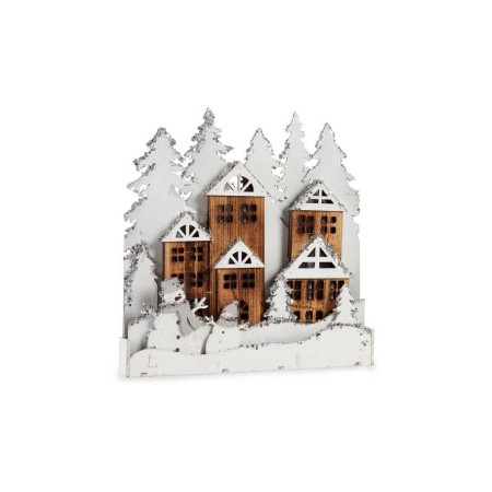 Figura Decorativa Branco Castanho Madeira Povoação 44 x 44,7 x 6 cm Natal | Tienda24 - Global Online Shop Tienda24.eu