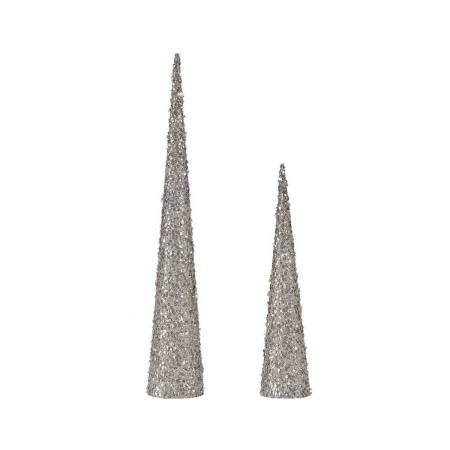 Decoration Christmas Cones Sequins White Plastic | Tienda24 - Global Online Shop Tienda24.eu