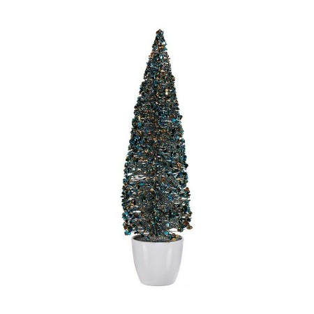 Albero di Natale Grande 10 x 38 x 10 cm Azzurro Dorato Plastica | Tienda24 - Global Online Shop Tienda24.eu