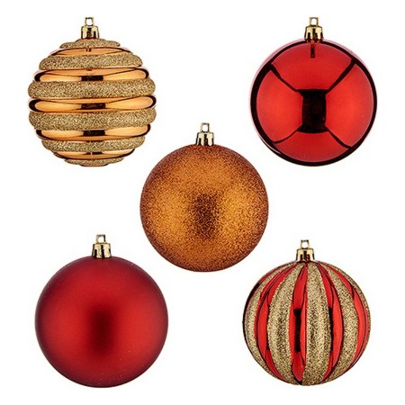 Christmas Baubles Ø 8 cm 30 Units Red Golden Orange PVC | Tienda24 - Global Online Shop Tienda24.eu