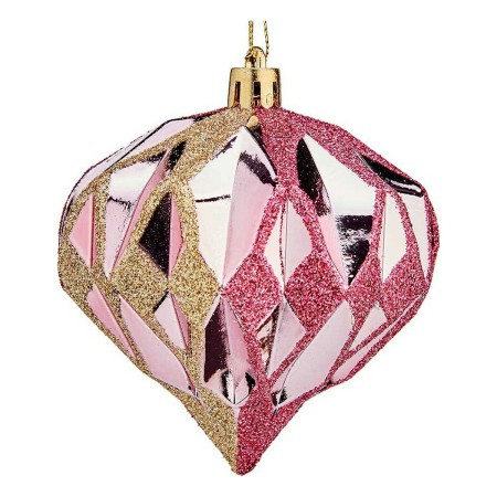 Boules de Noël Diamant Ø 8 cm 6 Unités Rose Doré Plastique | Tienda24 - Global Online Shop Tienda24.eu