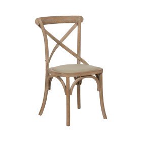 Sedia da Sala da Pranzo Beige Naturale Legno d'albero della gomma Cotone Poliestere 44 x 42 x 88 cm di BigBuy Home, Sedie - R...