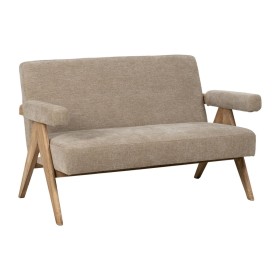 Sofá de 2 Plazas DKD Home Decor Crema Natural Madera de caucho Plástico Moderno Scandi 146 x 84 x 82 cm | Tienda24 - Global Online Shop Tienda24.eu