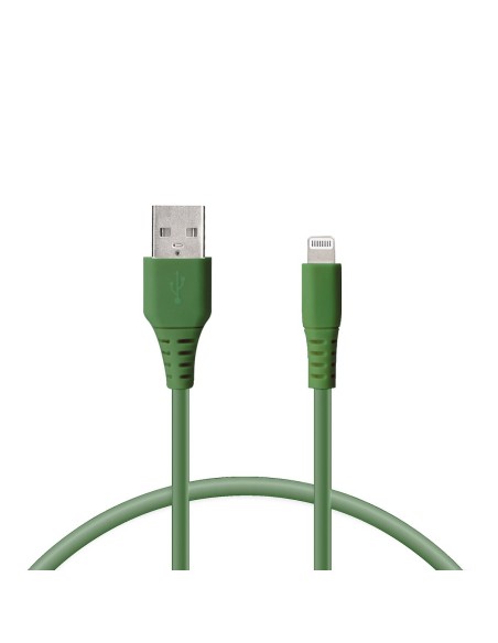 Cabo de dados/carregador com USB KSIX Verde 1 m | Tienda24 Tienda24.eu