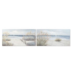 Pintura DKD Home Decor Praia Mediterrâneo 140 x 3 x 70 cm (2 Unidades) de DKD Home Decor, Impressões sobre tela - Ref: S30285...