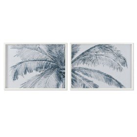 Quadro Home ESPRIT Bianco Verde Tropicale Foglia della pianta 40 x 2,5 x 50 cm (4 Unità) | Tienda24 - Global Online Shop Tienda24.eu