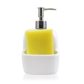 Scourer Brush with Handle and Soap Dispenser Home ESPRIT White Beige 11,5 x 11,5 x 18 cm (2 Units) | Tienda24 - Global Online Shop Tienda24.eu