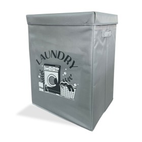 Laundry basket DKD Home Decor With lid 36 x 36 x 55 cm Grey Orange (3 Units) | Tienda24 - Global Online Shop Tienda24.eu