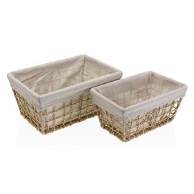 Laundry basket DKD Home Decor With lid 36 x 36 x 55 cm Grey Orange (3 Units) | Tienda24 - Global Online Shop Tienda24.eu