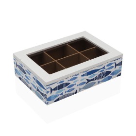 Caja para Infusiones Home ESPRIT Blanco Negro Metal Cristal Madera MDF 23 x 15 x 6,5 cm (2 Unidades) | Tienda24 - Global Online Shop Tienda24.eu