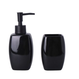 Set da Bagno DKD Home Decor Nero Dorato PVC Resina Glam 8,5 x 6 x 18 cm (2 Unità) | Tienda24 - Global Online Shop Tienda24.eu