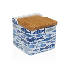 Salière avec couvercle Home ESPRIT Bleu Vert Rose Lila Bambou Tropical 750 ml 14 x 12,5 x 12 cm (3 Unités) | Tienda24 - Global Online Shop Tienda24.eu