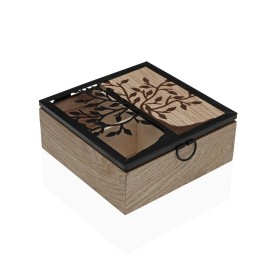 Caja para Infusiones Home ESPRIT Blanco Negro Metal Cristal Madera MDF 23 x 15 x 6,5 cm (2 Unidades) | Tienda24 - Global Online Shop Tienda24.eu