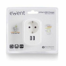 Enchufe Pared con 2 Puertos USB Ewent EW1211 3,1 A de Ewent, Cargadores - Ref: S0202492, Precio: 9,90 €, Descuento: %