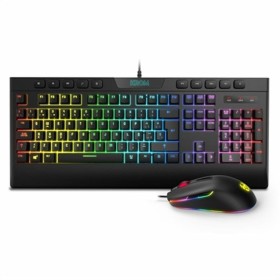 Clavier et souris sans fil NGS Espagnol Qwerty Noir/Argenté | Tienda24 - Global Online Shop Tienda24.eu