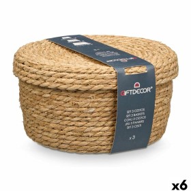 Set of Baskets Natural Grey 17 x 17 x 20 cm Natural Fibre (3 Pieces) | Tienda24 - Global Online Shop Tienda24.eu