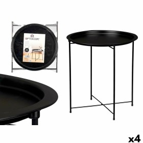 Mesa auxiliar Home ESPRIT Negro Natural Cristal Abeto 46 x 46 x 55,5 cm | Tienda24 - Global Online Shop Tienda24.eu