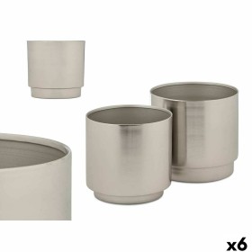 Conjunto de Vasos GiftDecor 40055-S Prateado Ferro 18 x 16,5 x 18 cm 16 x 15,5 x 16 cm (6 Unidades) de GiftDecor, Vasos para ...